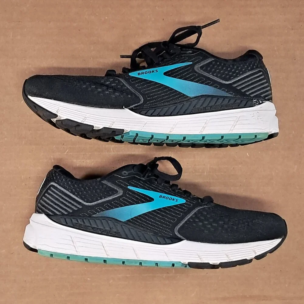 Brooks Ariel 20 Shoes Women 8 B Black Blue Athletic Running Sneakers 1203151B064